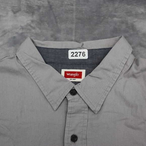 Wrangler Shirt Mens 2XL Gray Cowboy Western Workwear Hike Fish Dress Button Up - Picture 8 of 16